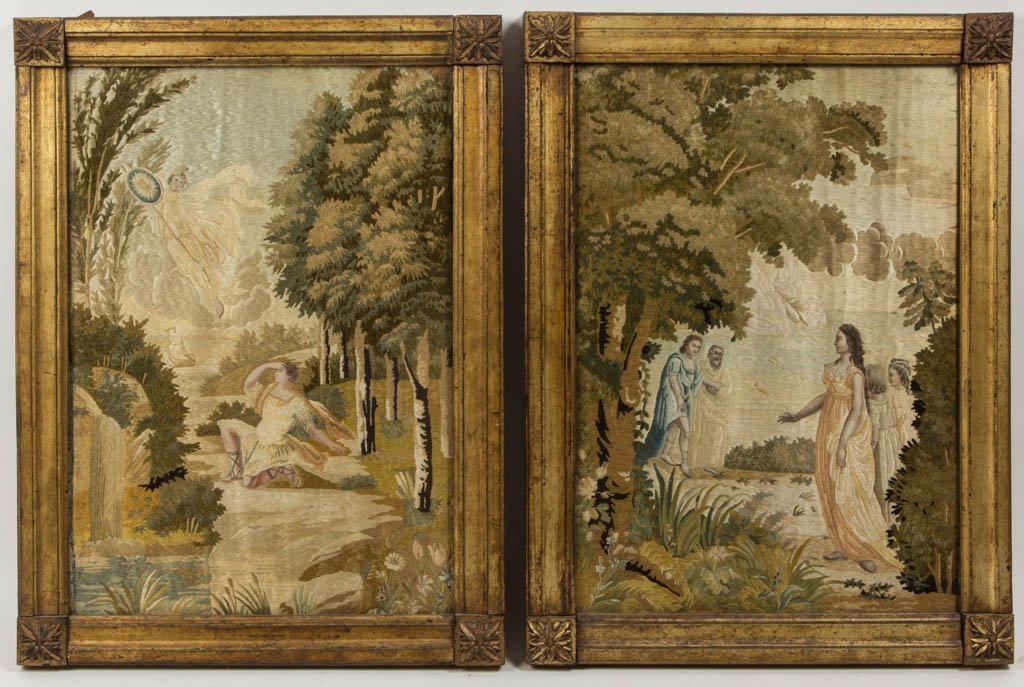 FINE PAIR OF FRENCH NEEDLEWORK PICTURES (1 of 7)