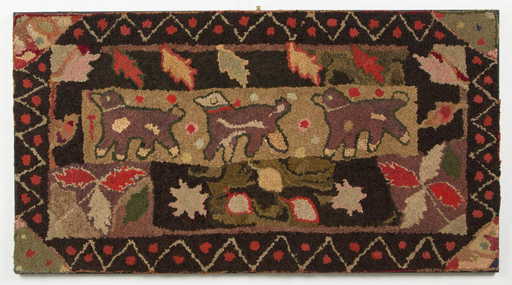 AMERICAN FOLK ART PICTORIAL HOOKED RUG