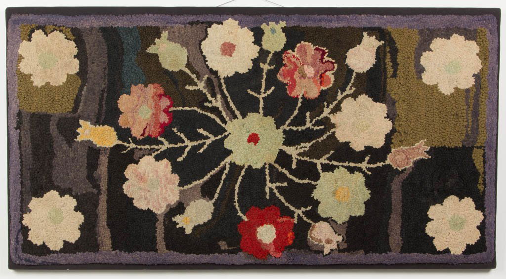 AMERICAN FOLK ART FLORAL HOOKED RUG (1 of 1)