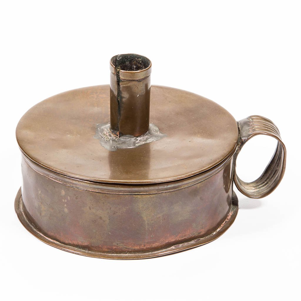 COPPER TINDER BOX WITH CANDLE HOLDER (1 of 2)