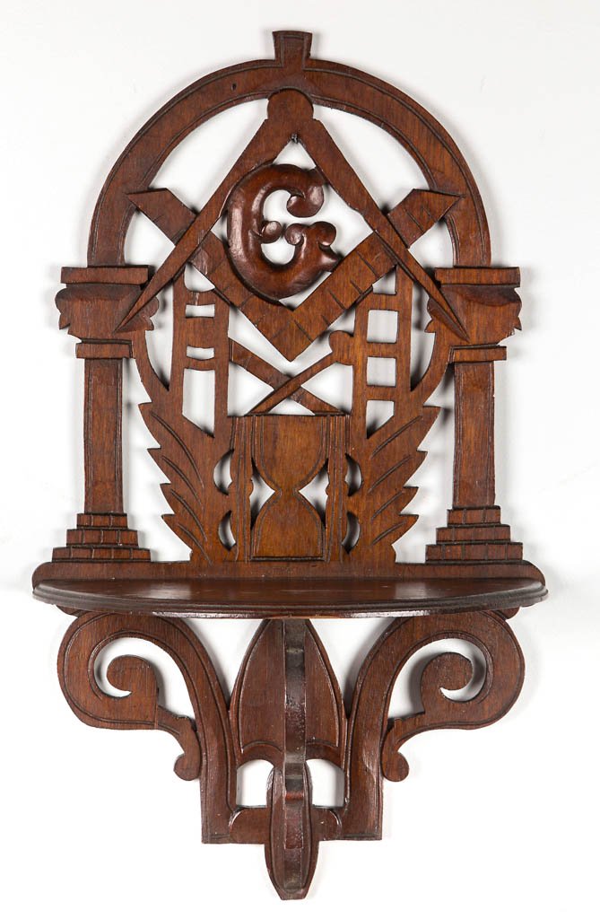 AMERICAN CARVED WALNUT WALL SHELF (1 of 1)