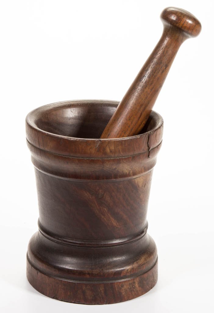 COUNTRY TURNED TREEN MORTAR AND PESTLE (1 of 1)