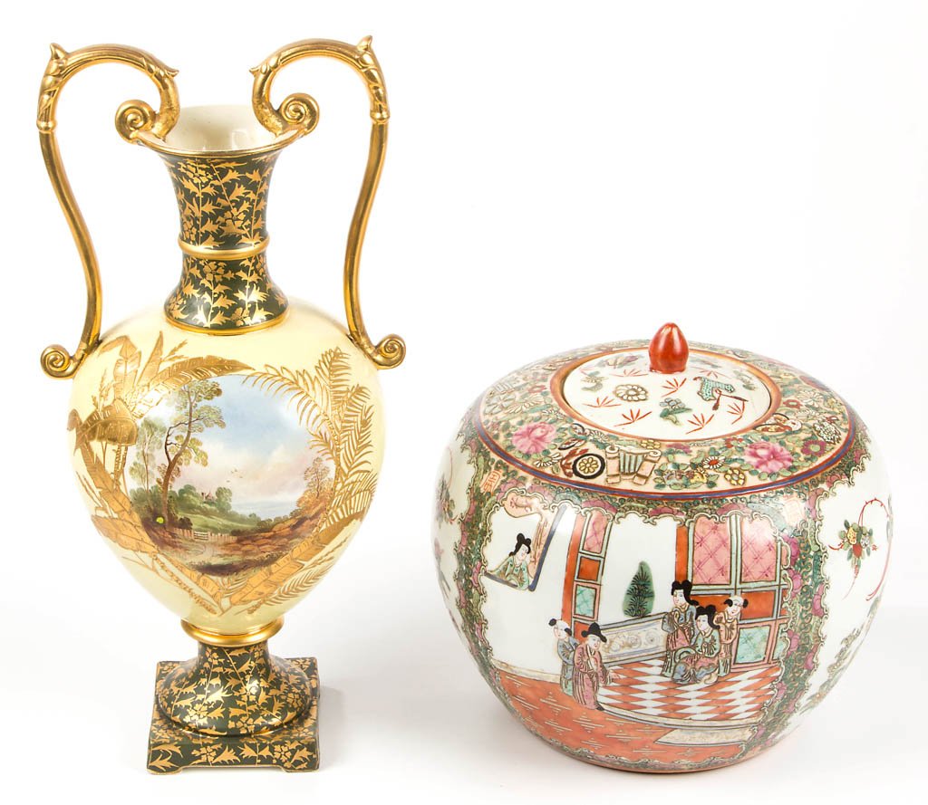 CONTINENTAL CERAMIC DOUBLE-HANDLE URN (1 of 1)