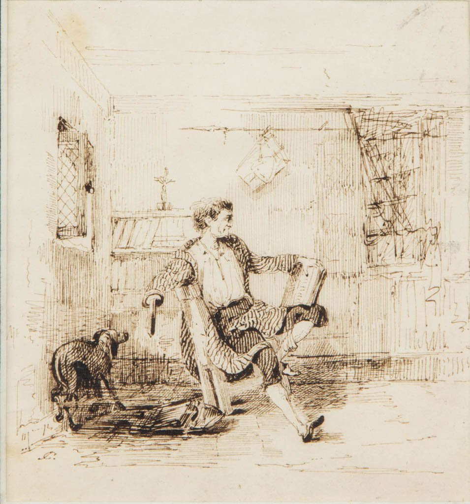 JOHN GADSBY CHAPMAN (AMERICAN, 1808-1890) GENRE SKETCH (1 of 2)