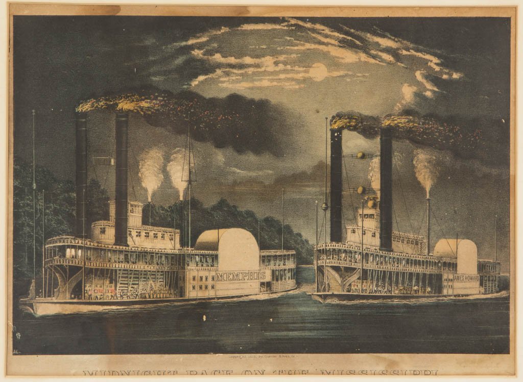 CURRIER AND IVES MISSISSIPPI RIVER SCENE PRINT (1 of 3)