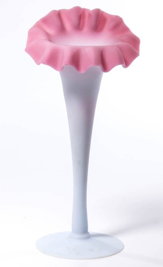 MT. WASHINGTON PEACH BLOW CRIMPED LILY VASE (1 of 1)