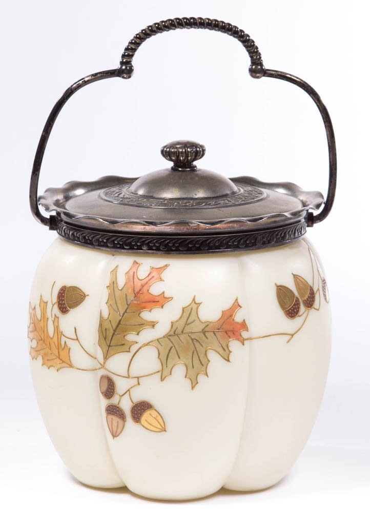 SMITH BROTHERS DECORATED OPAL CRACKER JAR (1 of 1)
