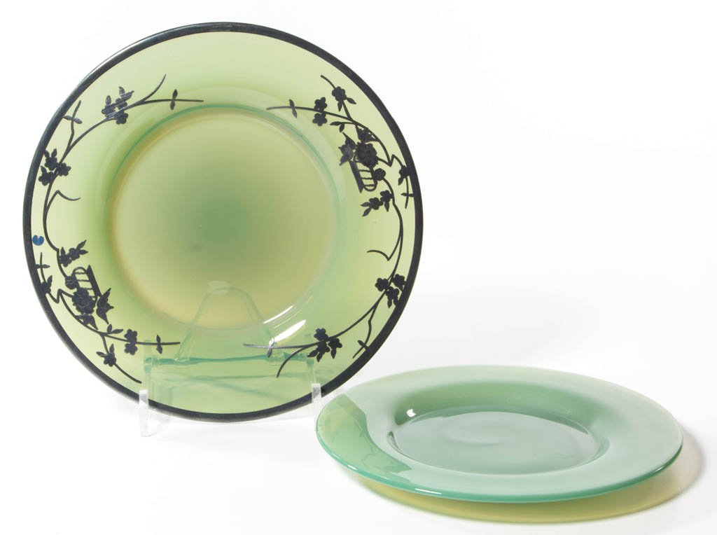 FRY FOVAL ART GLASS PLATES, LOT OF TWO (1 of 1)