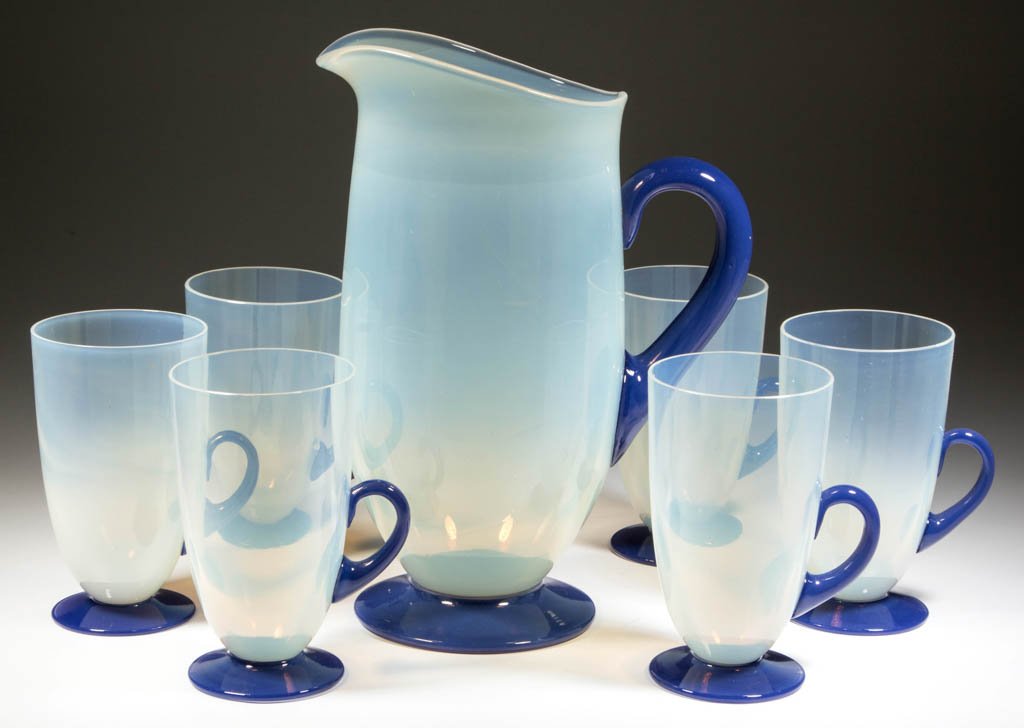 FRY FOVAL ART GLASS SEVEN-PIECE LEMONADE SET (1 of 1)
