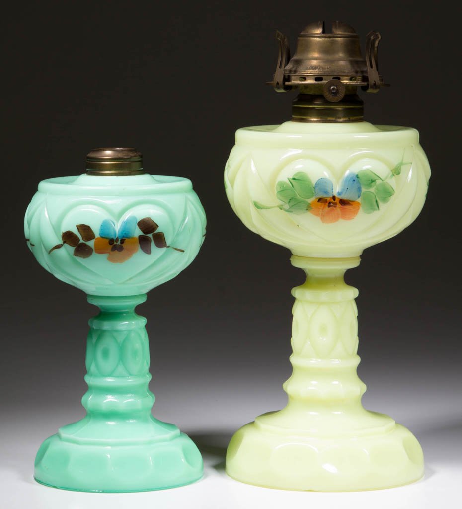 HEART KEROSENE STAND LAMPS, LOT OF TWO (1 of 1)