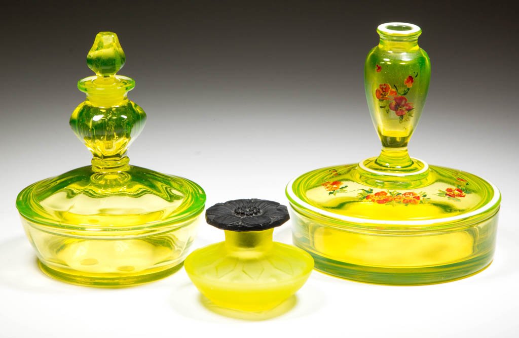 ASSORTED PRESSED PERFUME BOTTLES, LOT OF THREE (1 of 1)