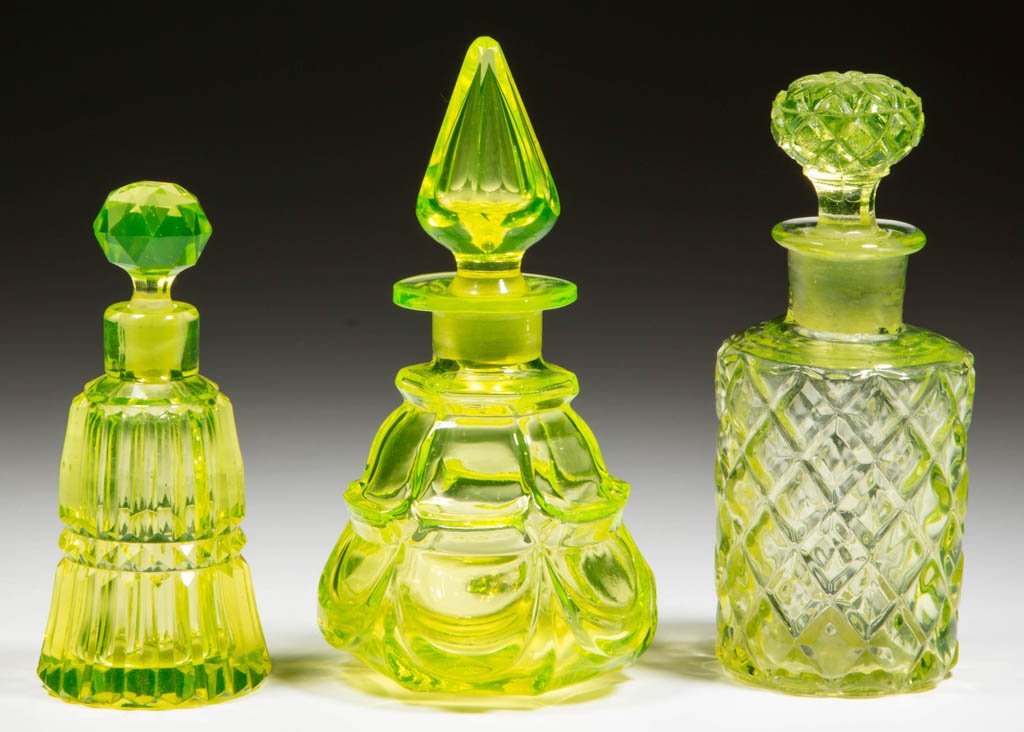 ASSORTED PRESSED AND CUT PERFUME BOTTLES, LOT OF THREE (1 of 1)