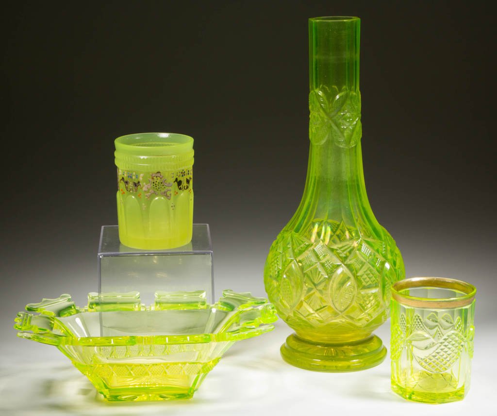 ASSORTED BOHEMIAN CUT ARTICLES, LOT OF FOUR (1 of 1)