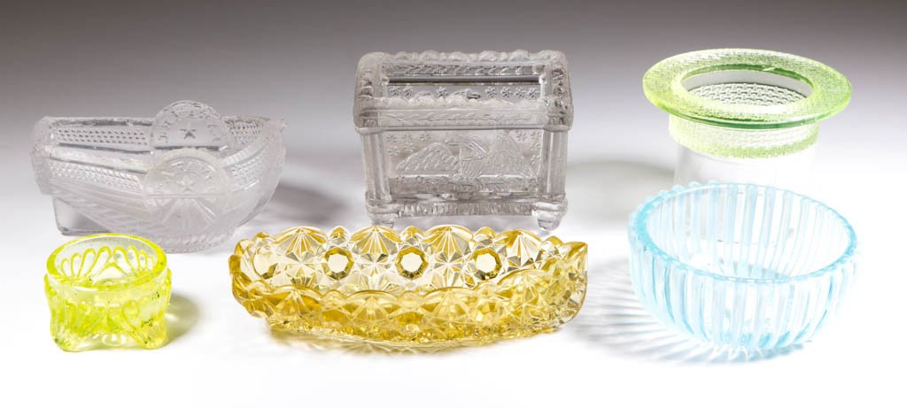 ASSORTED PRESSED OPEN SALTS, LOT OF SIX (1 of 1)