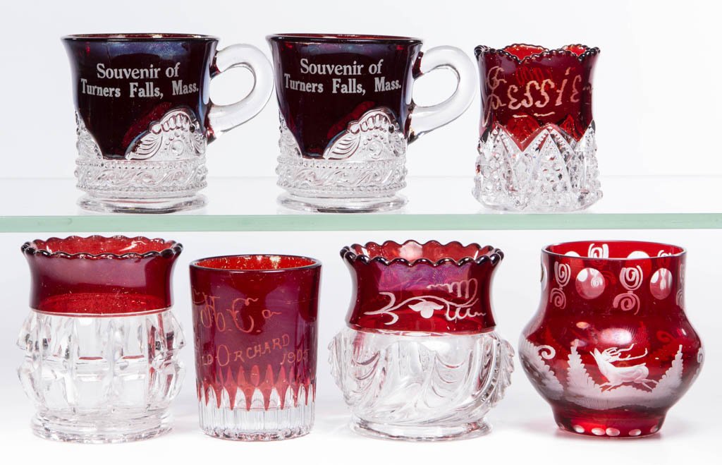 ASSORTED RUBY-STAINED EAPG TOOTHPICK HOLDERS, LOT OF (1 of 1)