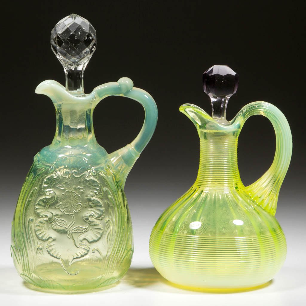 ASSORTED PRESSED OPALESCENT CRUETS, LOT OF TWO (1 of 1)