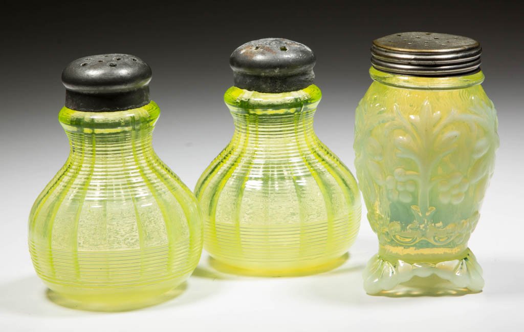 ASSORTED PRESSED OPALESCENT SALT / PEPPER SHAKERS, LOT (1 of 1)