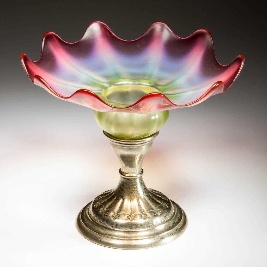 RIBBED BLOWN OPALESCENT COMPOTE (1 of 1)