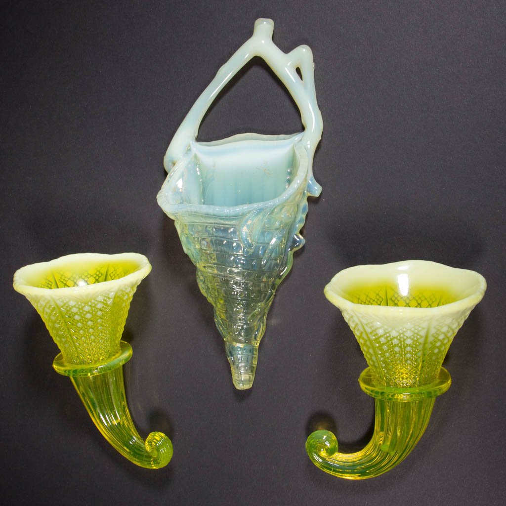 ASSORTED PRESSED OPALESCENT ARTICLES, LOT OF THREE (1 of 1)