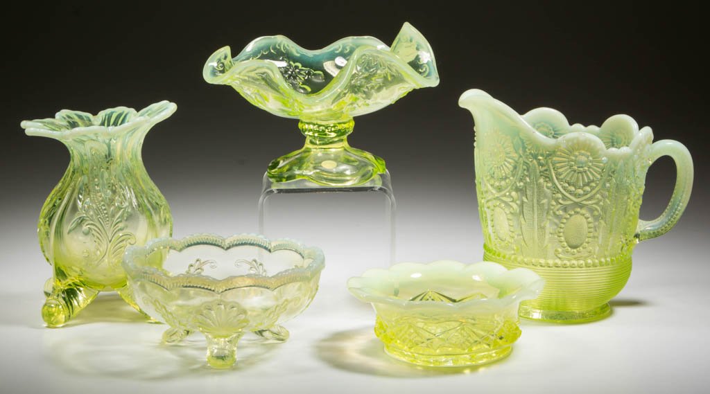 ASSORTED PRESSED OPALESCENT ARTICLES, LOT OF FIVE (1 of 1)