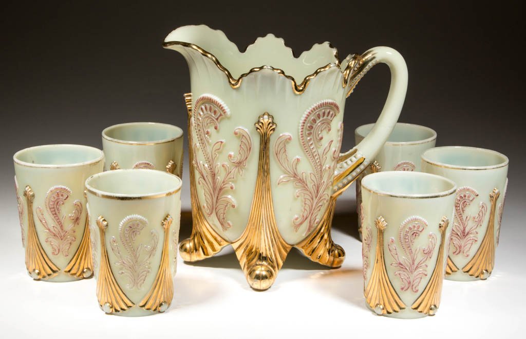 INVERTED FAN AND FEATHER SEVEN-PIECE WATER SET (1 of 1)