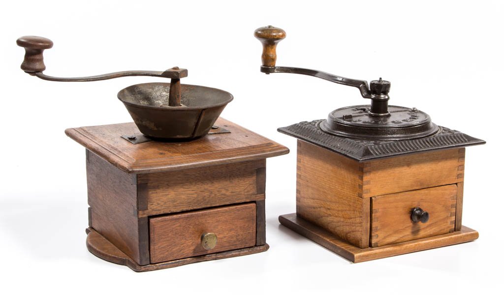 AMERICAN BOX-STYLE COFFEE GRINDERS, LOT OF TWO (1 of 1)