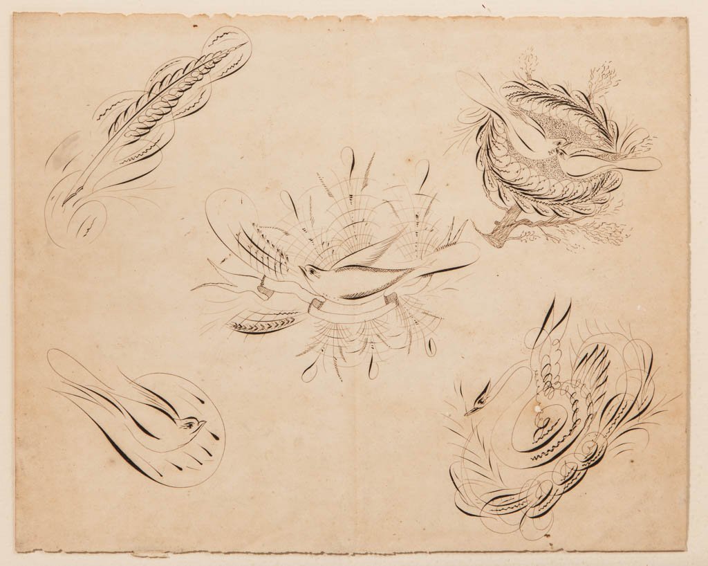 AMERICAN SCHOOL (19TH CENTURY) FOLK ART CALLIGRAPHIC (1 of 2)