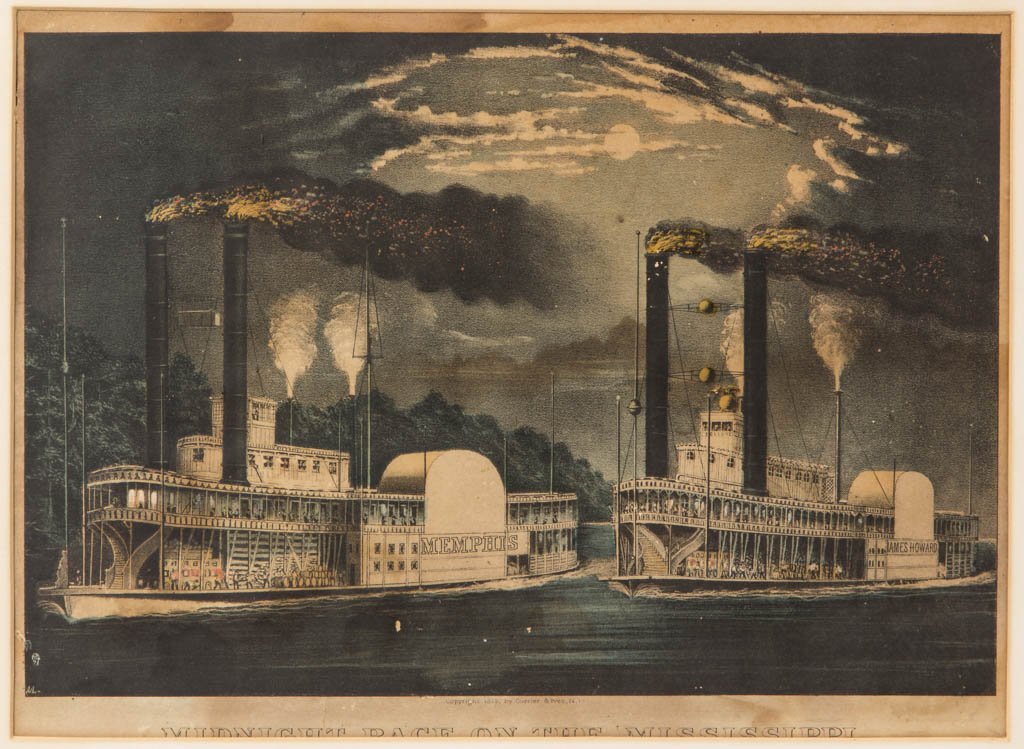CURRIER AND IVES MISSISSIPPI RIVER SCENE PRINT (1 of 2)