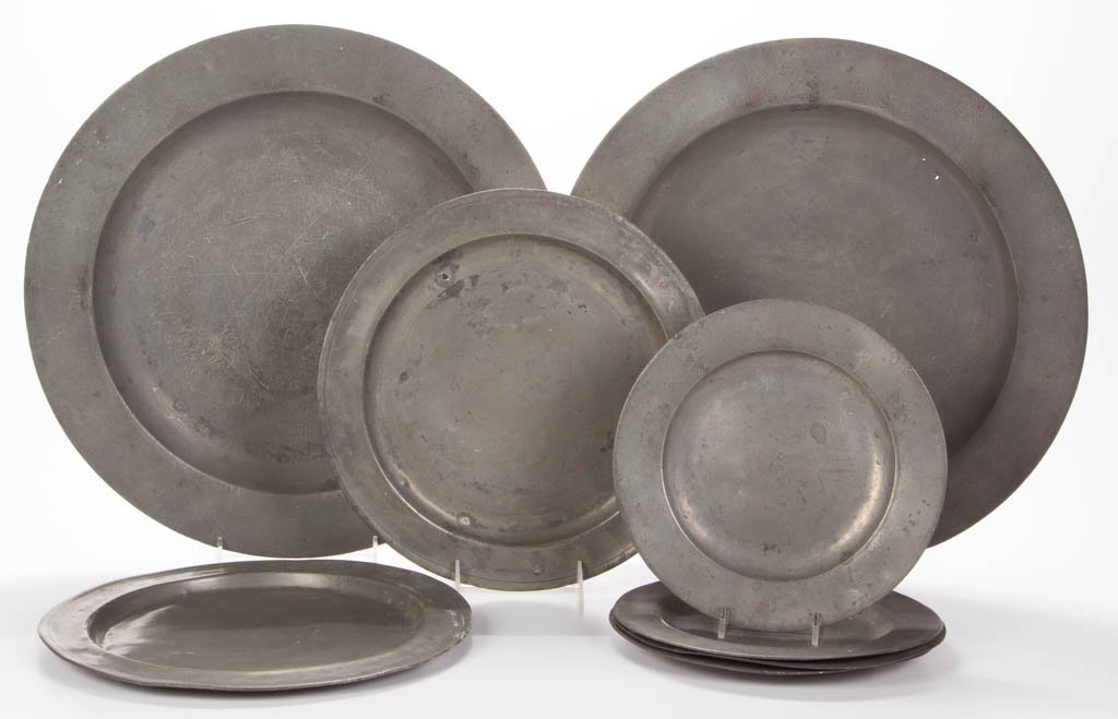 GROUP OF PEWTER PLATES, LOT OF EIGHT (1 of 1)