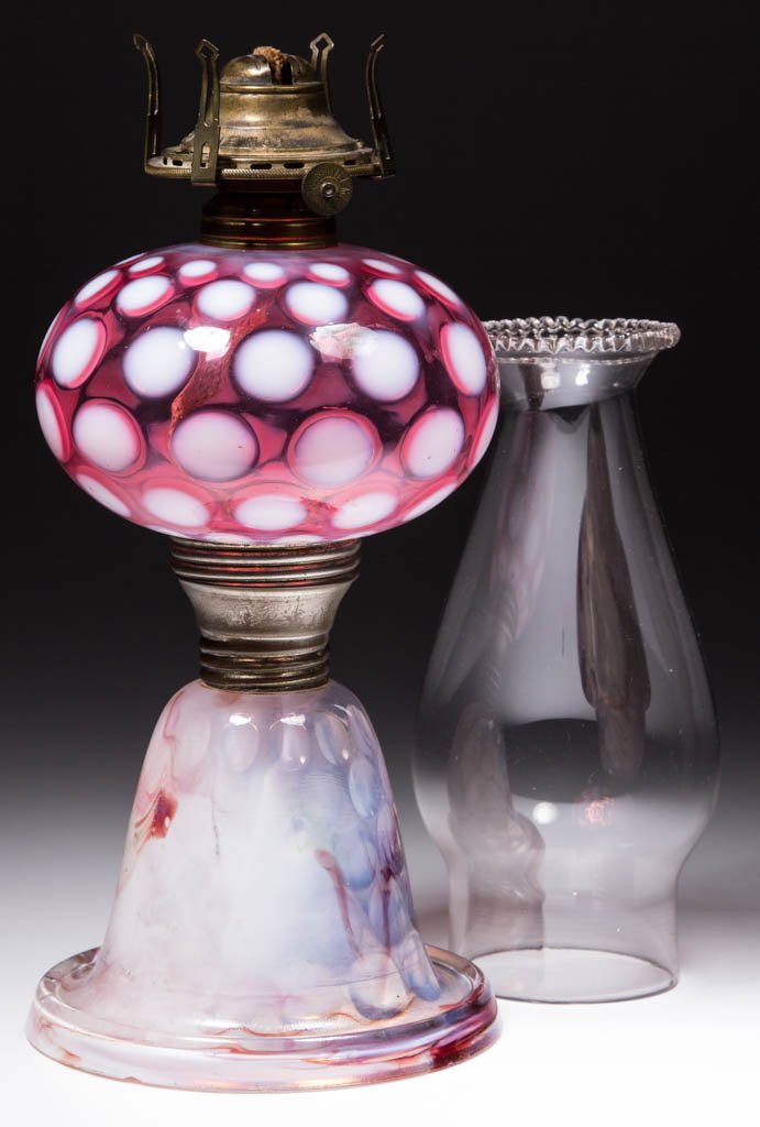 INVERTED THUMBPRINT / COIN DOT KEROSENE STAND LAMP (1 of 1)