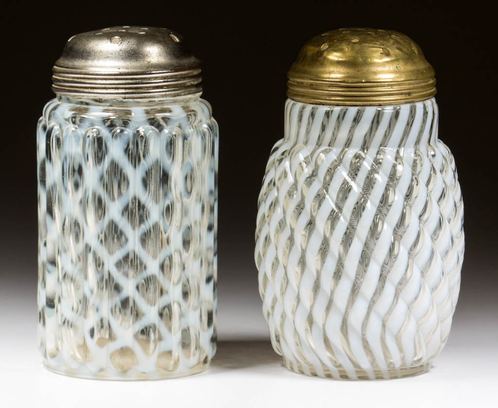 ASSORTED OPALESCENT GLASS SUGAR SHAKERS, LOT OF TWO (1 of 1)