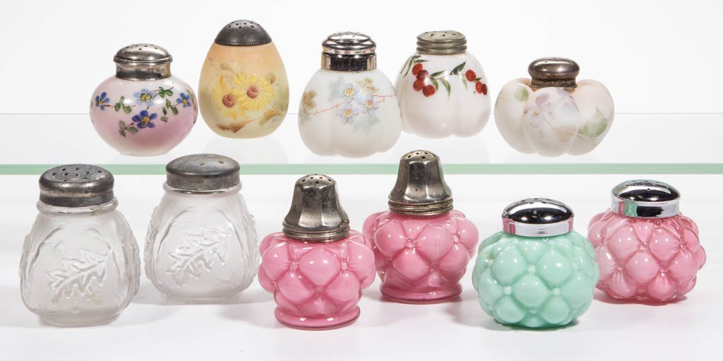 ASSORTED GLASS SALT AND PEPPER SHAKERS, LOT OF 11 (1 of 1)