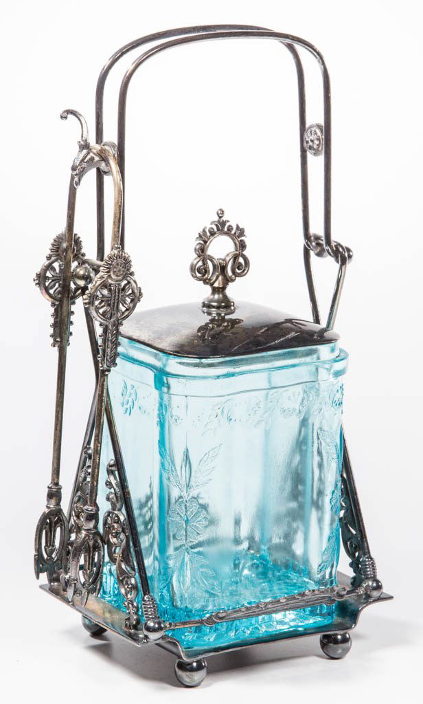 COLORED PRESSED GLASS PICKLE CASTER (1 of 1)