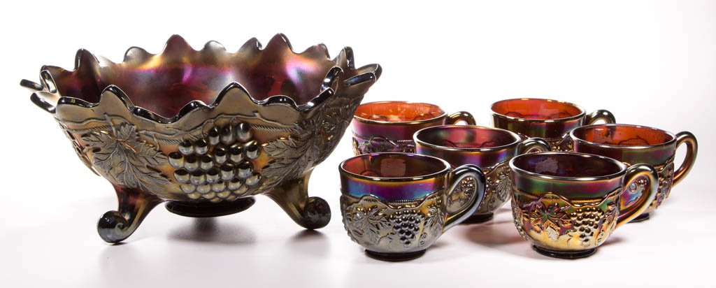 NORTHWOOD GRAPE AND CABLE TABLE ARTICLES, LOT OF SEVEN (1 of 1)