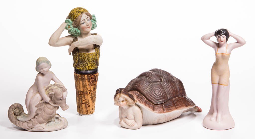 GERMAN BATHING BEAUTIES BISQUE FIGURES, LOT OF FOUR (1 of 1)