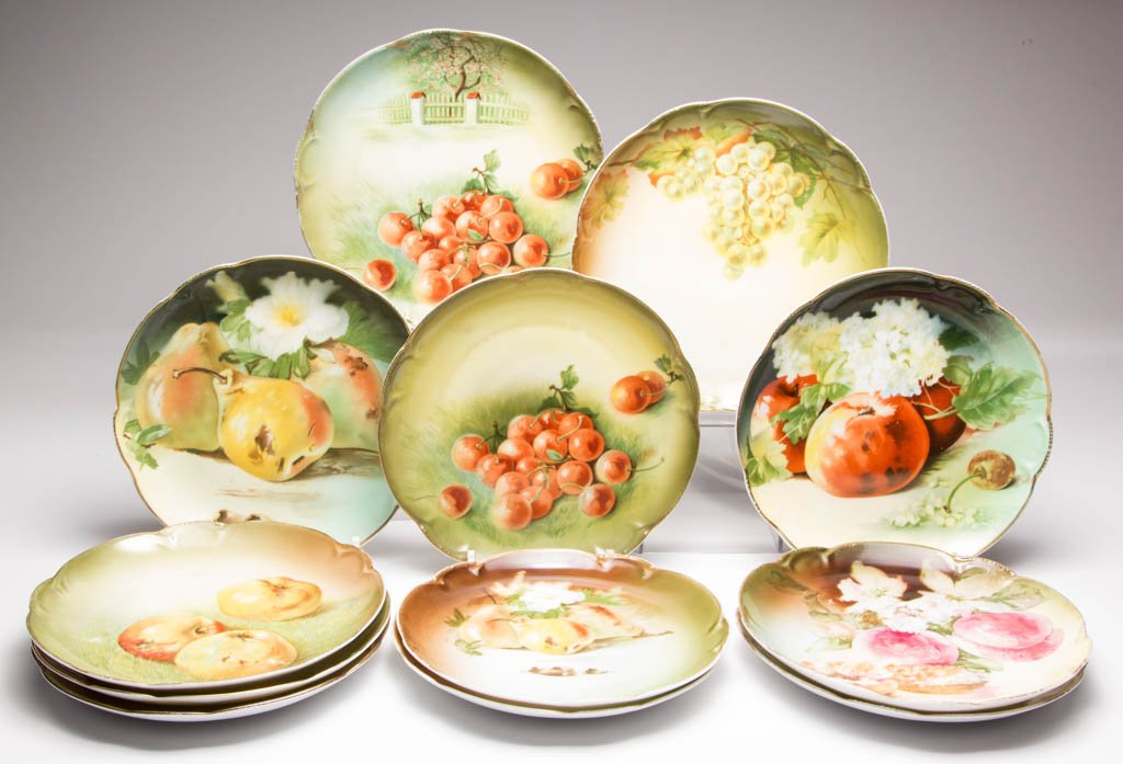 GERMAN PORCELAIN PLATES, LOT OF 12 (1 of 1)