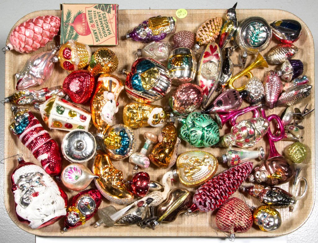 ASSORTED FIGURAL GLASS CHRISTMAS ORNAMENTS, (1 of 1)