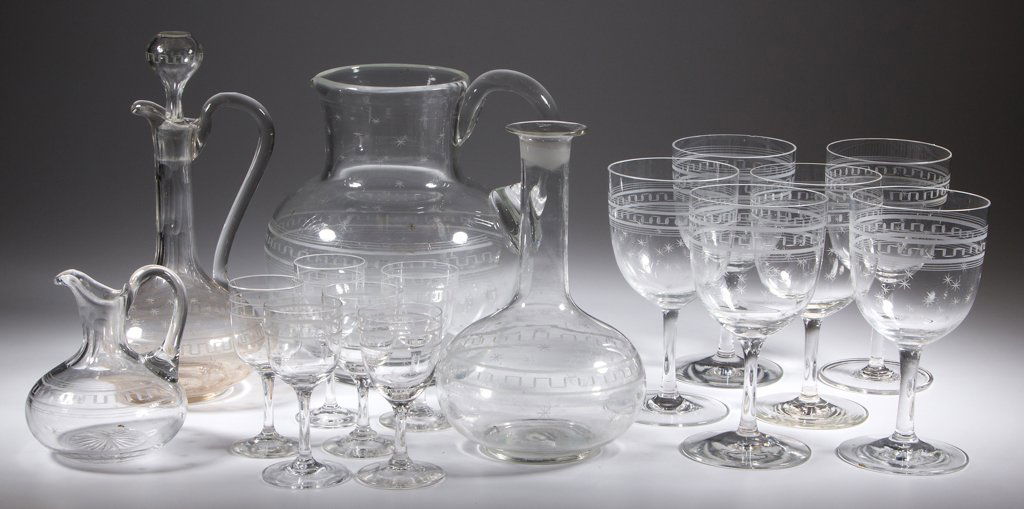 LATE BLOWN AND ENGRAVED ROMAN KEY AND STAR TABLE (1 of 1)