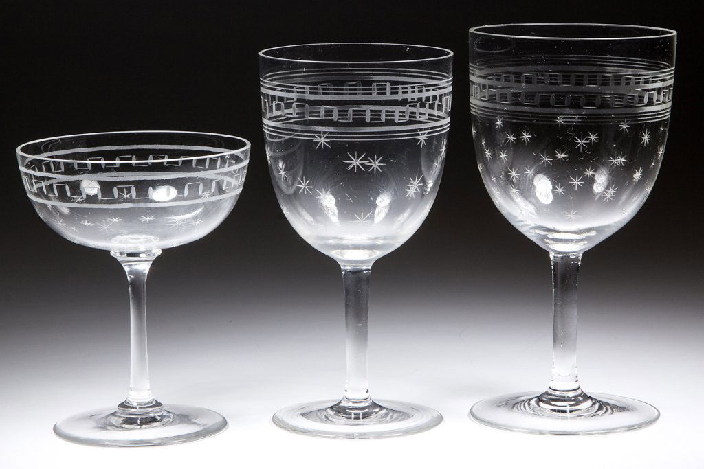 LATE BLOWN AND ENGRAVED ROMAN KEY AND STAR STEMS, LOT (1 of 2)