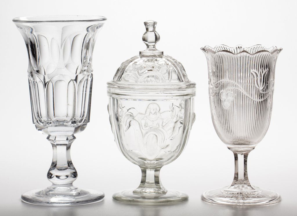 ASSORTED PRESSED - FLINT TABLE ARTICLES, LOT OF THREE (1 of 1)