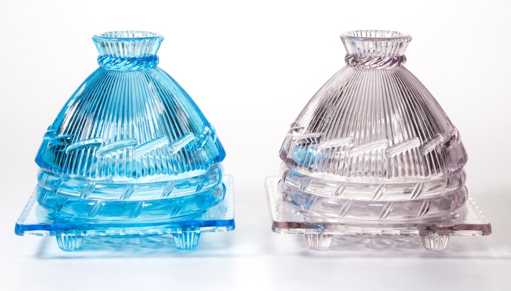 NOVELTY BEEHIVE COVERED BUTTER DISHES, LOT OF TWO (1 of 1)