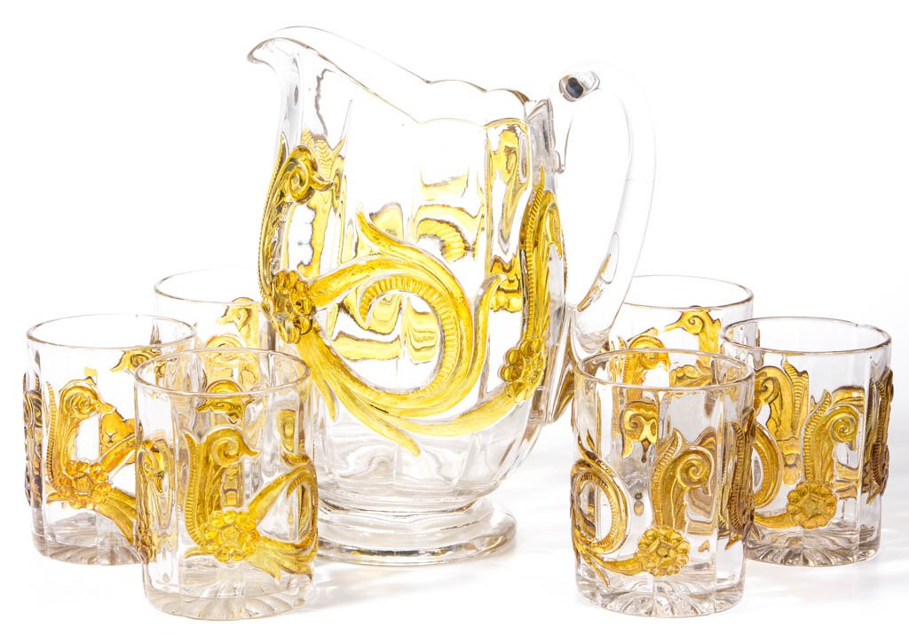 DUNCAN NO. 2000 / FLOWERED SCROLL - AMBER-STAINED (1 of 1)