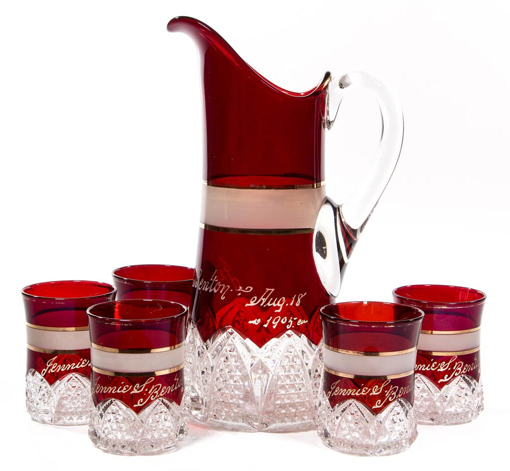 DUNCAN NO. 39 / BUTTON ARCHES - RUBY-STAINED SIX-PIECE (1 of 1)