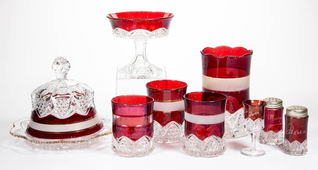 DUNCAN NO. 39 / BUTTON ARCHES - RUBY-STAINED ARTICLES, (1 of 1)