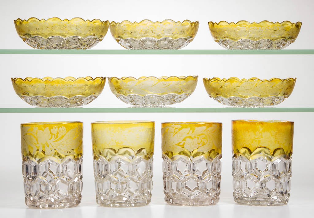 HOBBS NO. 335 / HEXAGON BLOCK - AMBER-STAINED ARTICLES, (1 of 1)