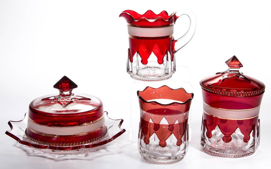 MCKEE'S GOTHIC (OMN) - RUBY-STAINED FOUR-PIECE TABLE (1 of 1)