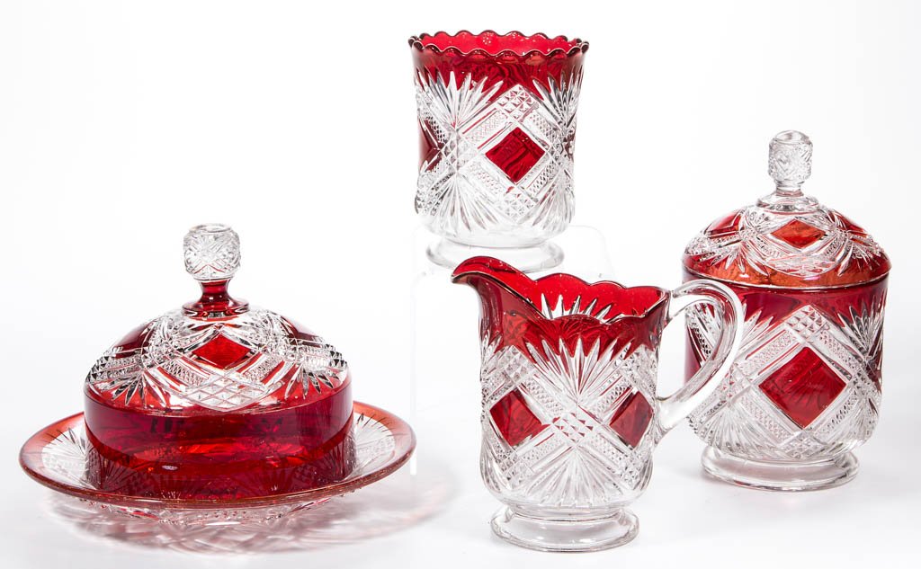 TACOMA (OMN) - RUBY-STAINED FOUR-PIECE TABLE SET (1 of 1)