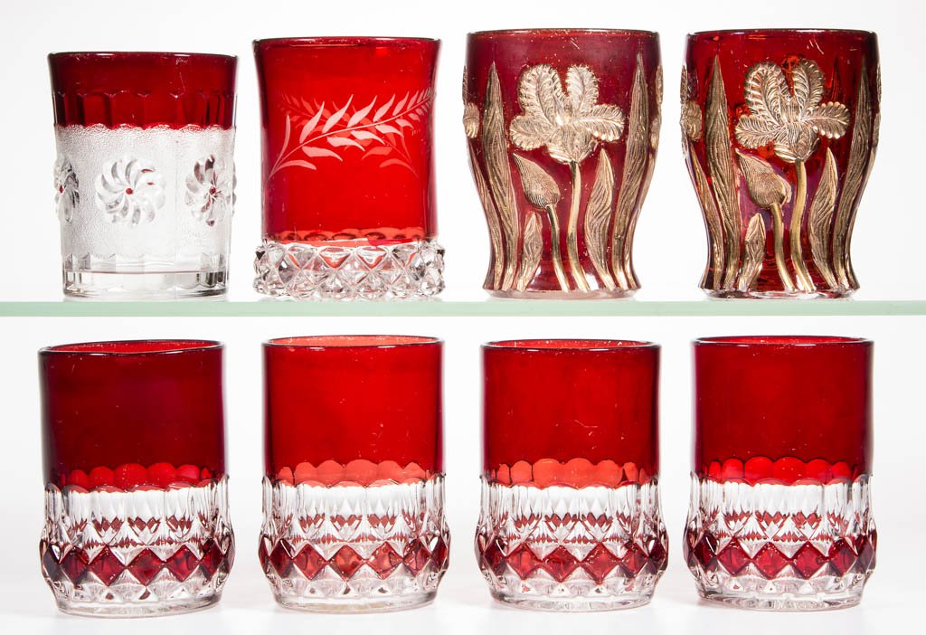 ASSORTED EAPG - RUBY-STAINED TUMBLERS, LOT OF EIGHT (1 of 1)