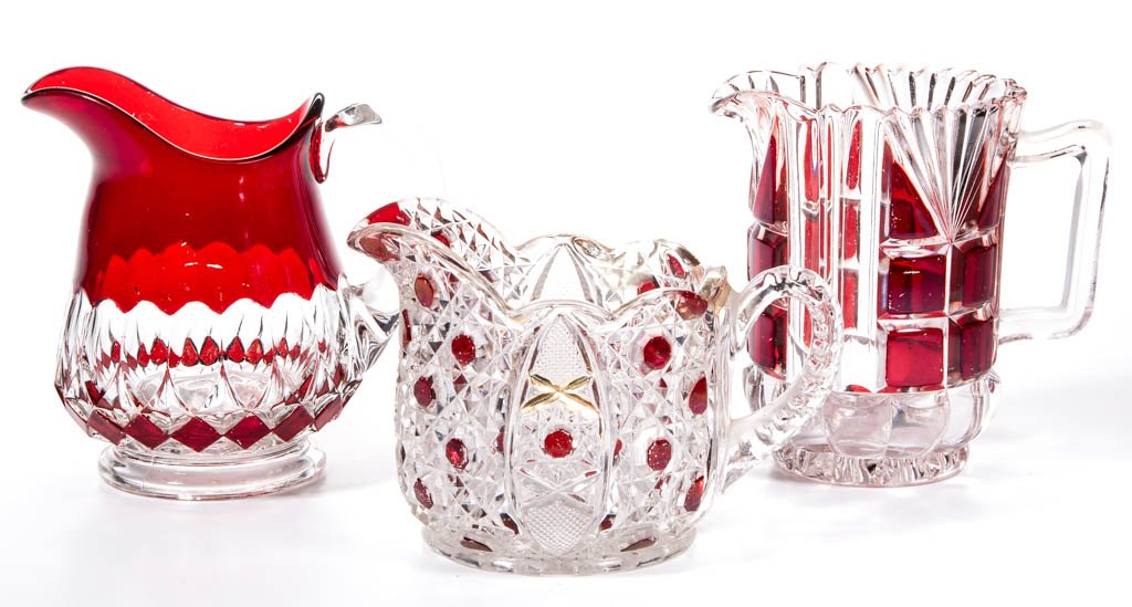 ASSORTED EAPG - RUBY-STAINED CREAMERS, LOT OF THREE (1 of 1)