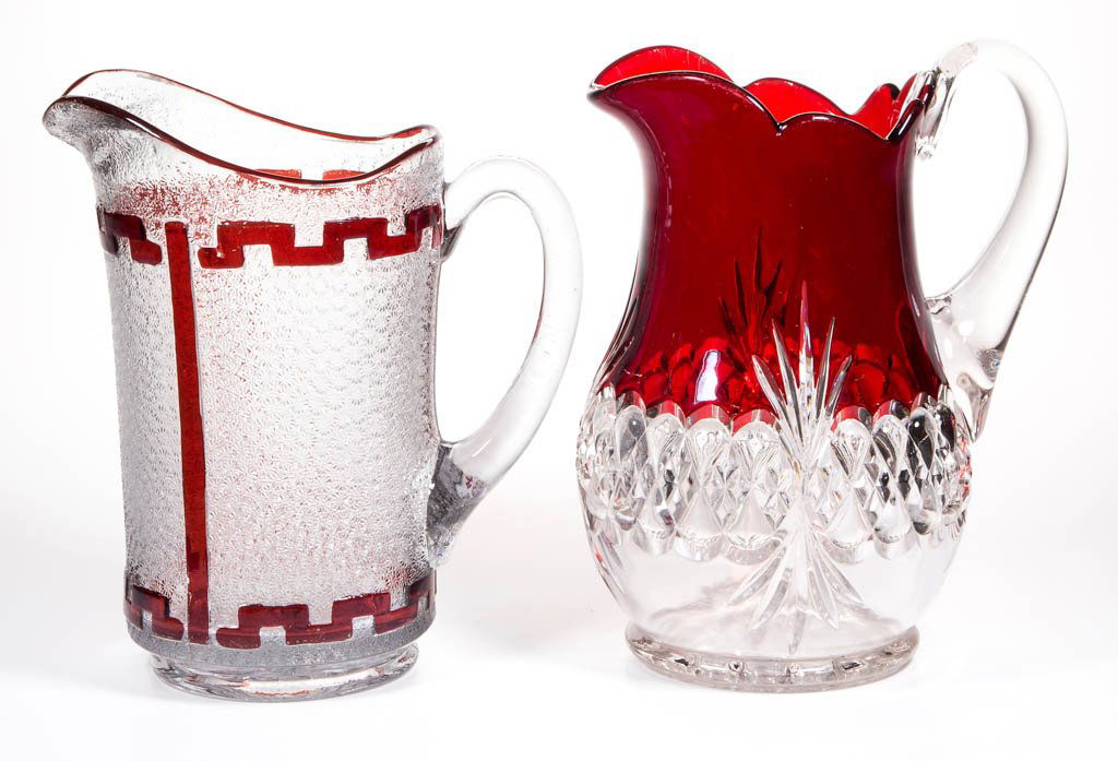 ASSORTED EAPG - RUBY-STAINED WATER PITCHERS, LOT OF TWO (1 of 1)